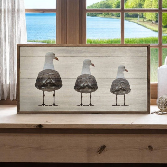 Three Seagulls Sign - 16"x8"