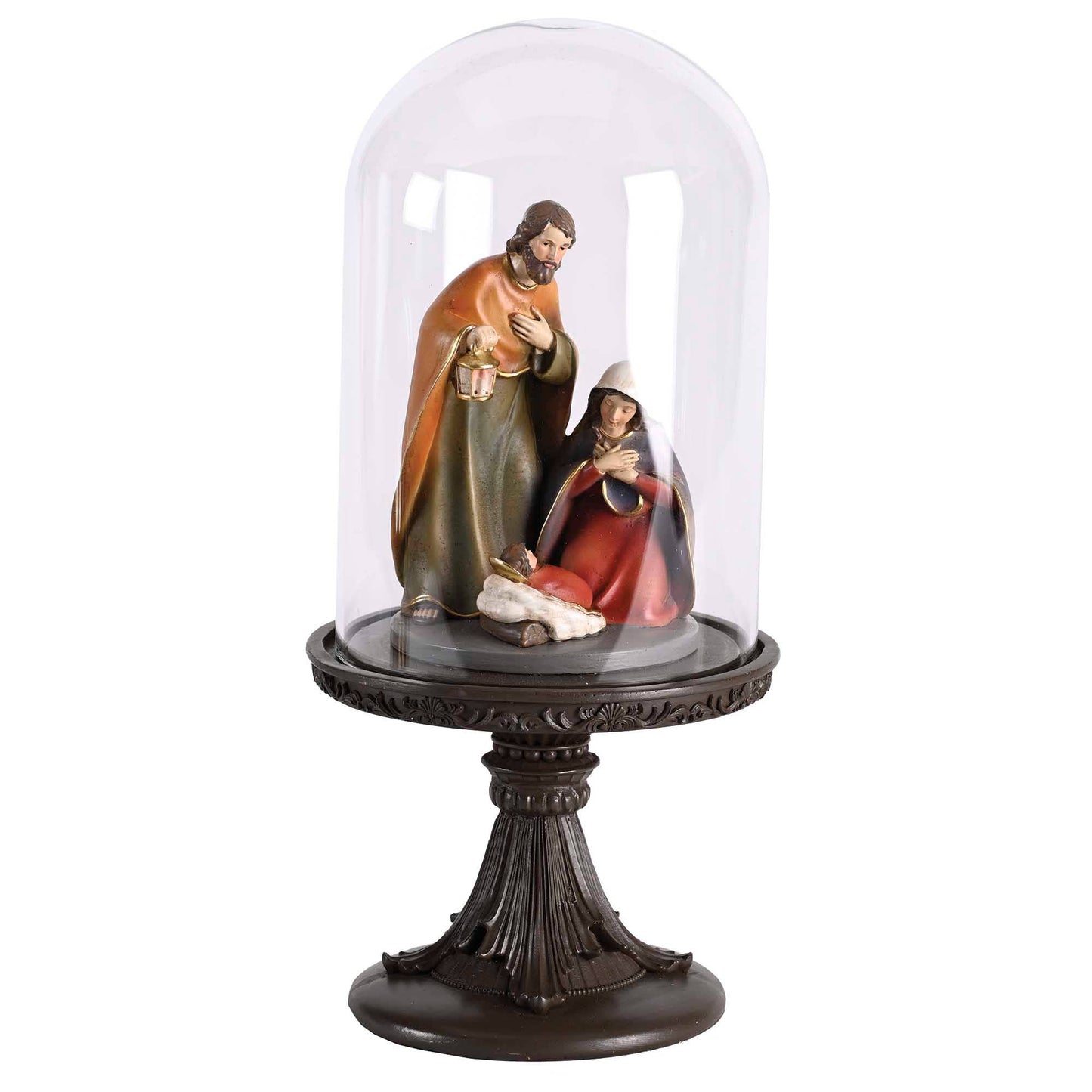 Nativity Holy Family in Glass Dome - 11.5"