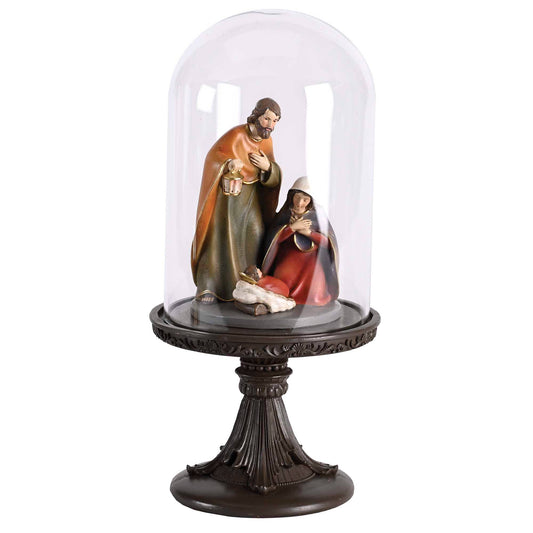 Nativity Holy Family in Glass Dome - 11.5"