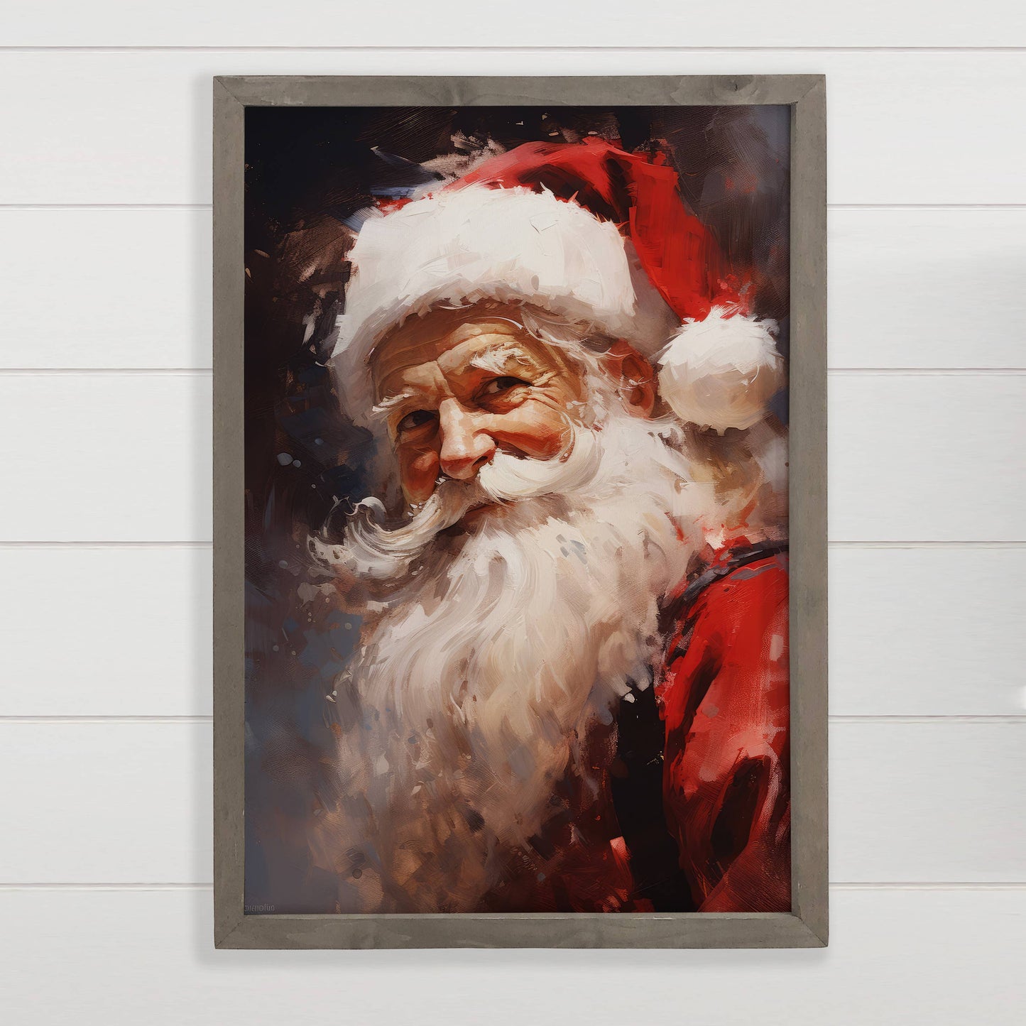 Father Christmas Print in Wooden Frame - 18"x24"