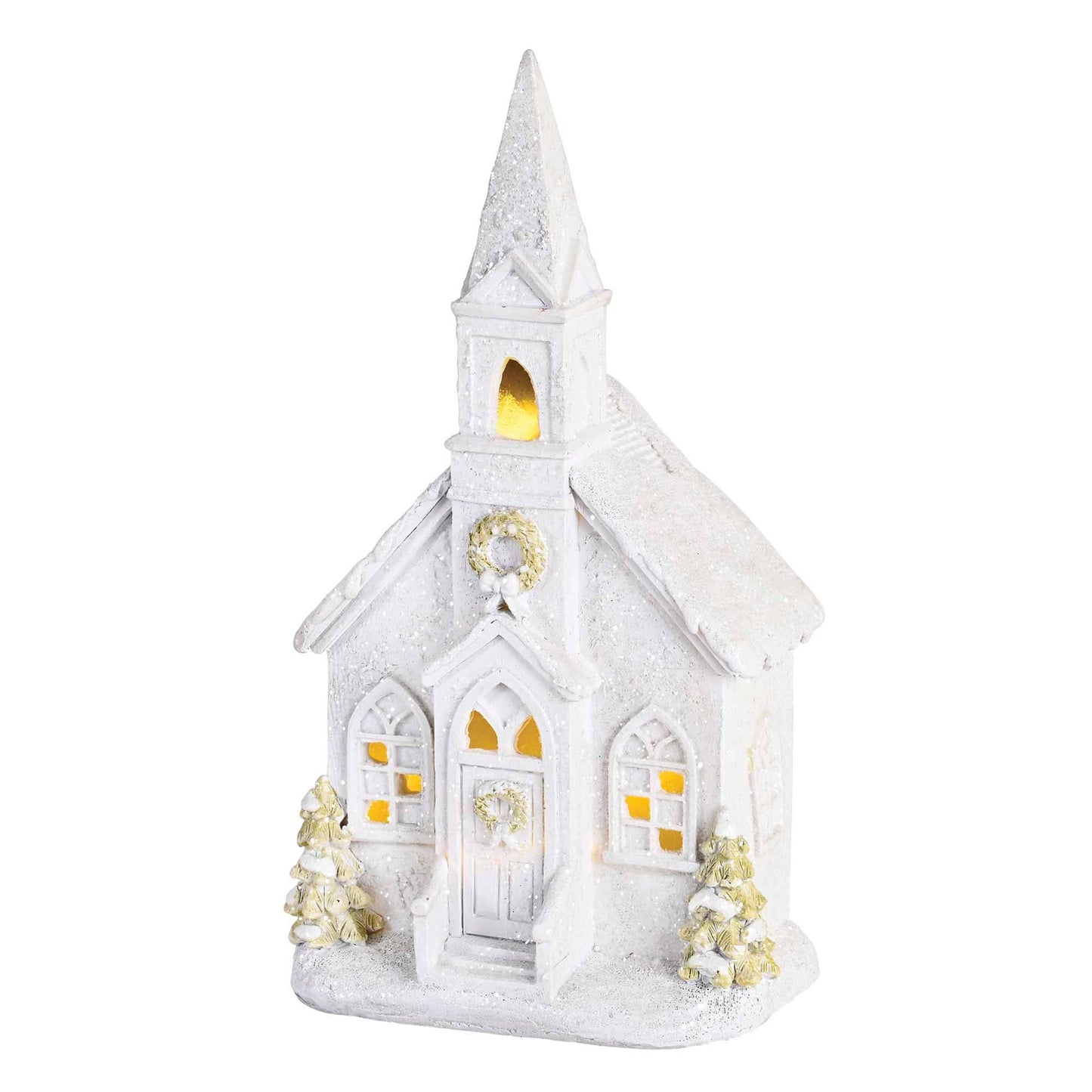 Lighted Figurine Church in Snow - 9.5"