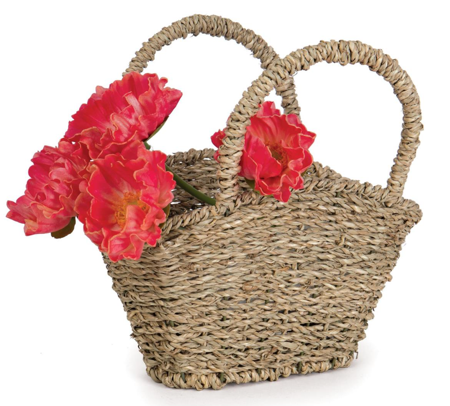 Oval Seagrass Basket with Tall Handles - 10.5"