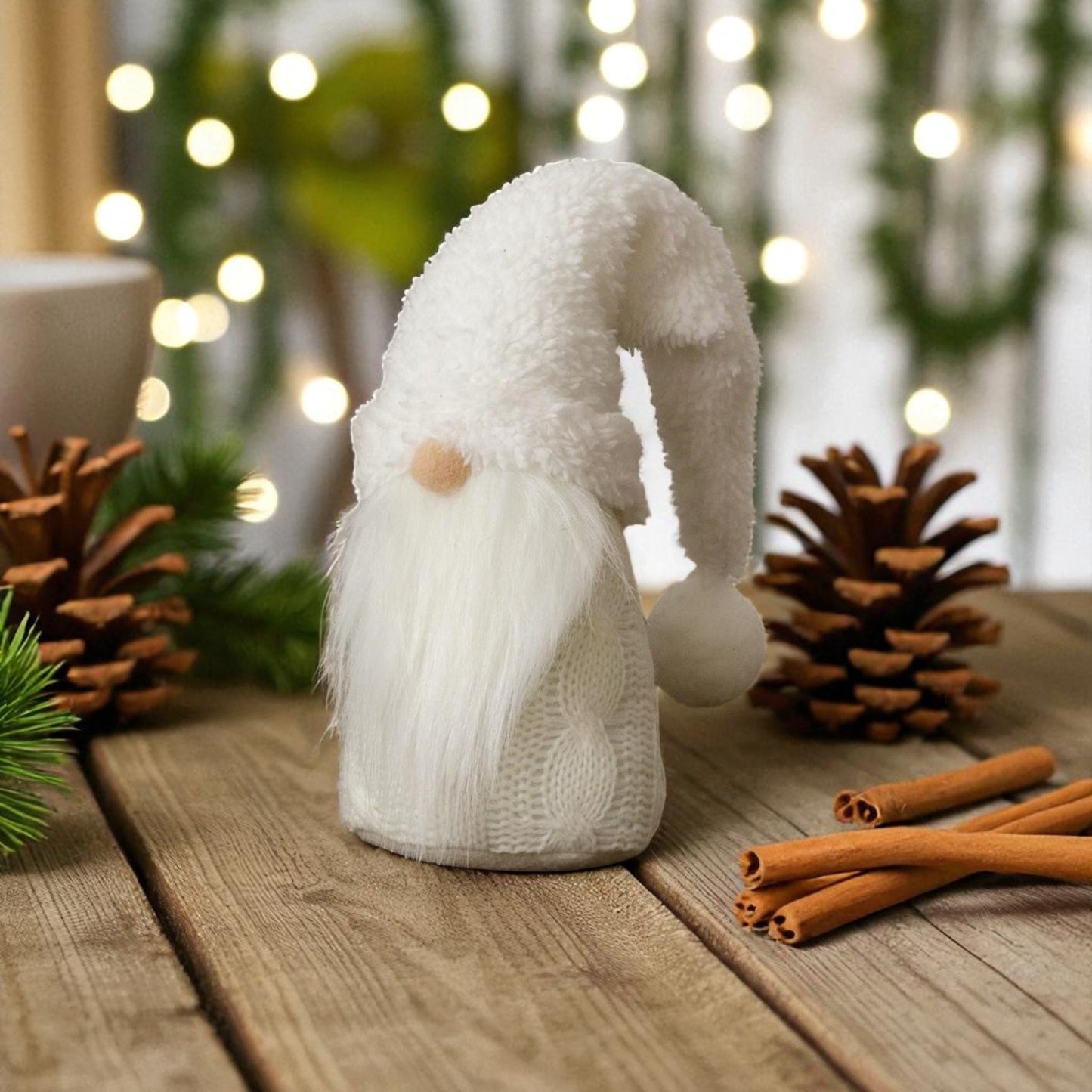 Gnome with White Fuzzy Hat - 8.5"