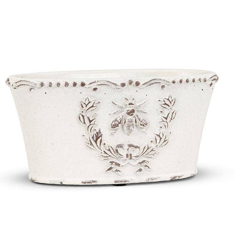 Oval Emboss Bee in Crest Planter - 4x8"