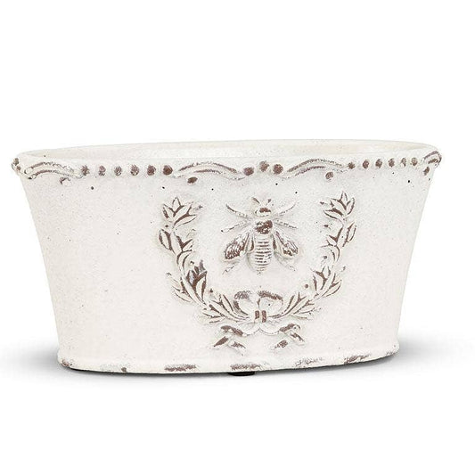 Oval Emboss Bee in Crest Planter - 4x8"