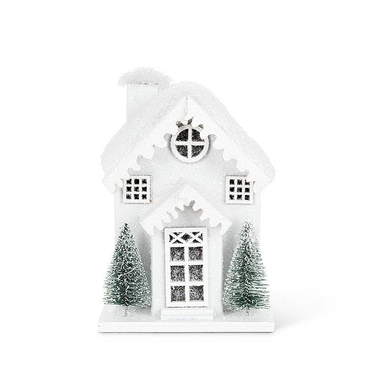 Small Snowy House w/LED - 4" x 3.5"