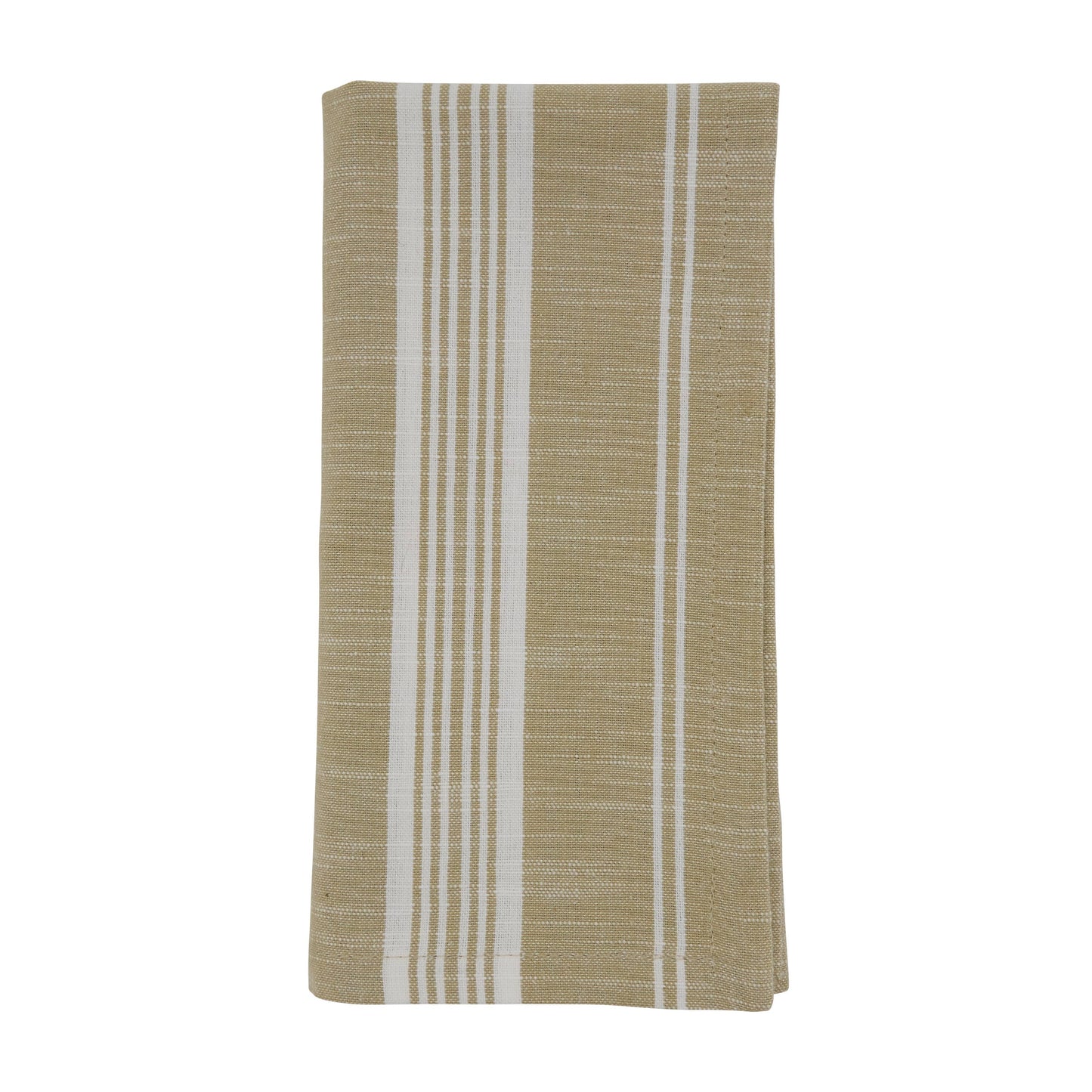 Khaki Striped Linen Napkin - Set of 4