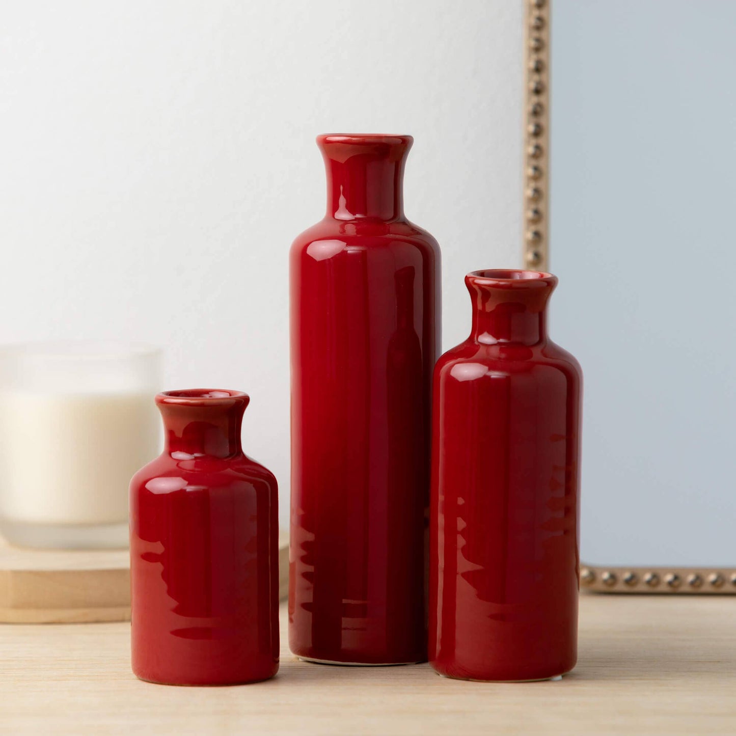 Ceramic Red Bottle Vases