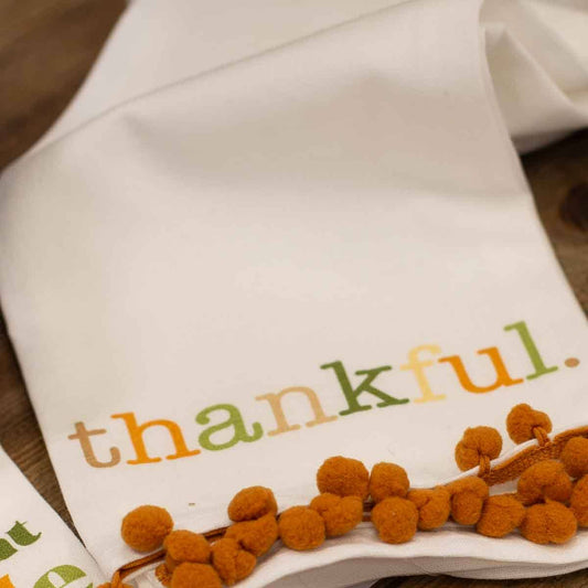 Thankful Pompom Hand Towel - 28"