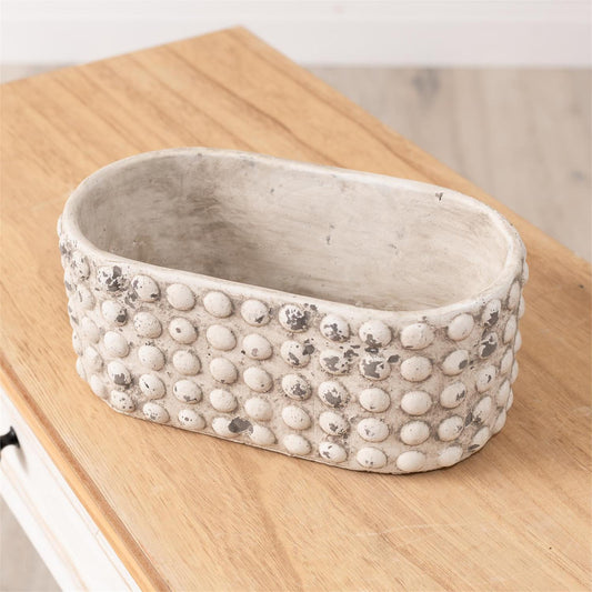 Oblong Distressed Dotted Planter - 10"