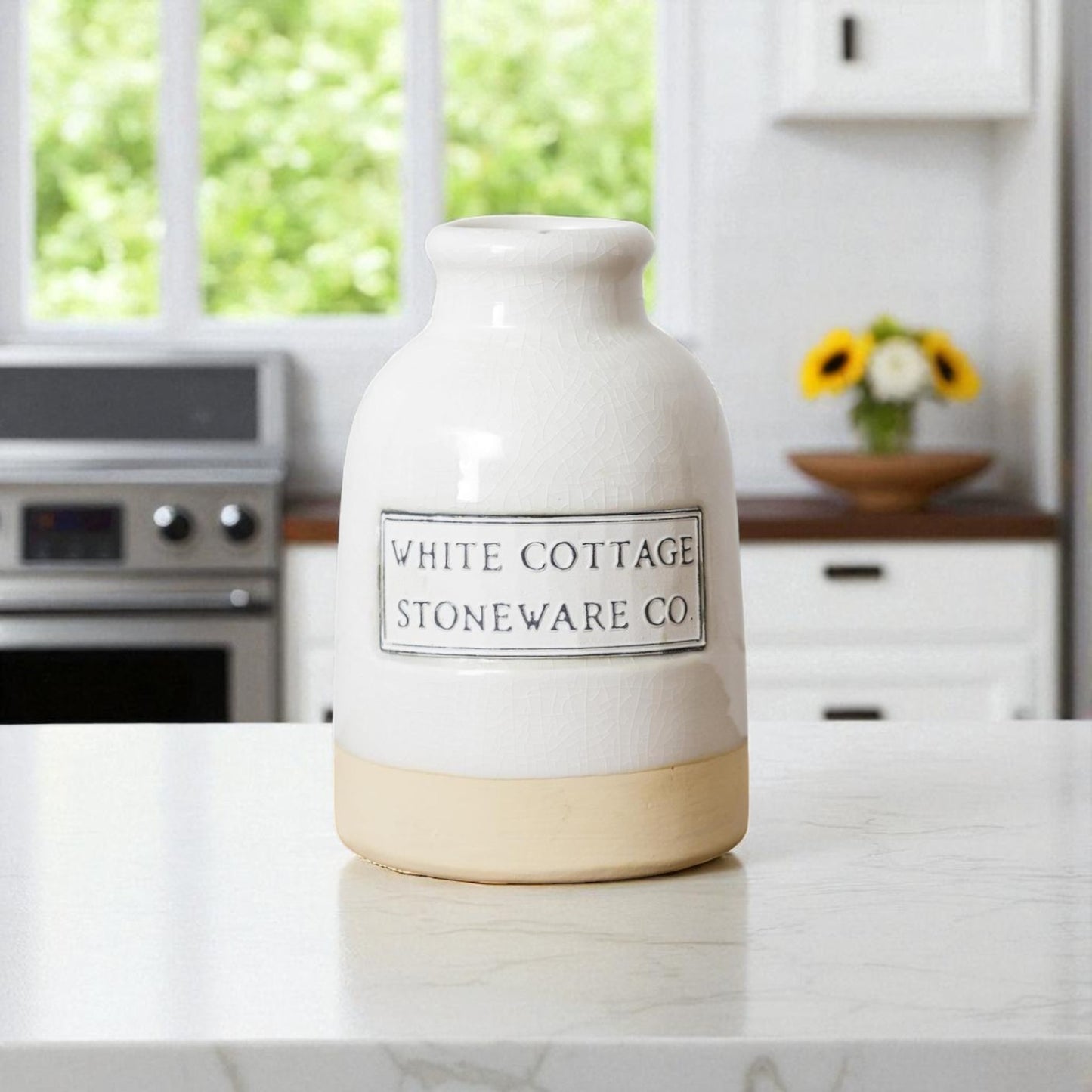 White Cottage Stoneware Vase - 6"