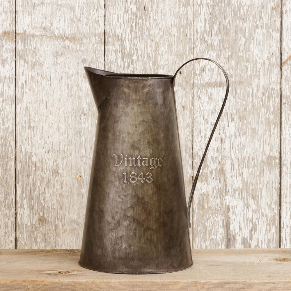 Metal Pitcher Vintage 1843 Design - 11"