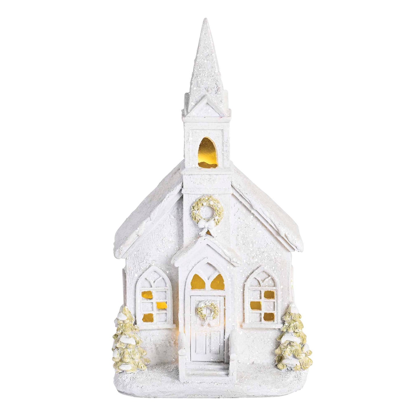 Lighted Figurine Church in Snow - 9.5"
