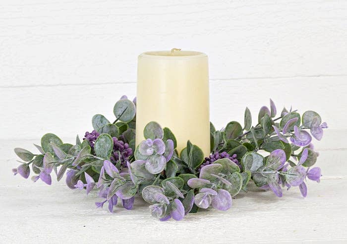 Lavender Eucalyptus Artificial Candle Ring - 3.5"