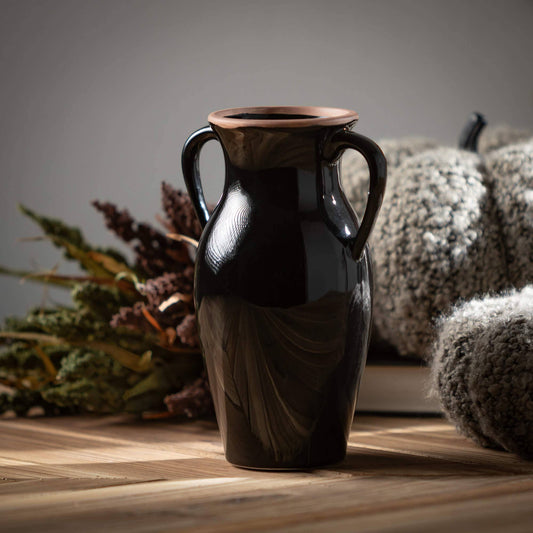 Natural Rimmed Onyx Urn Vase - 8"