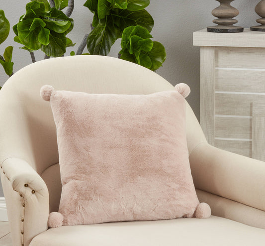 Faux Rabbit Fur Pillow - 18"