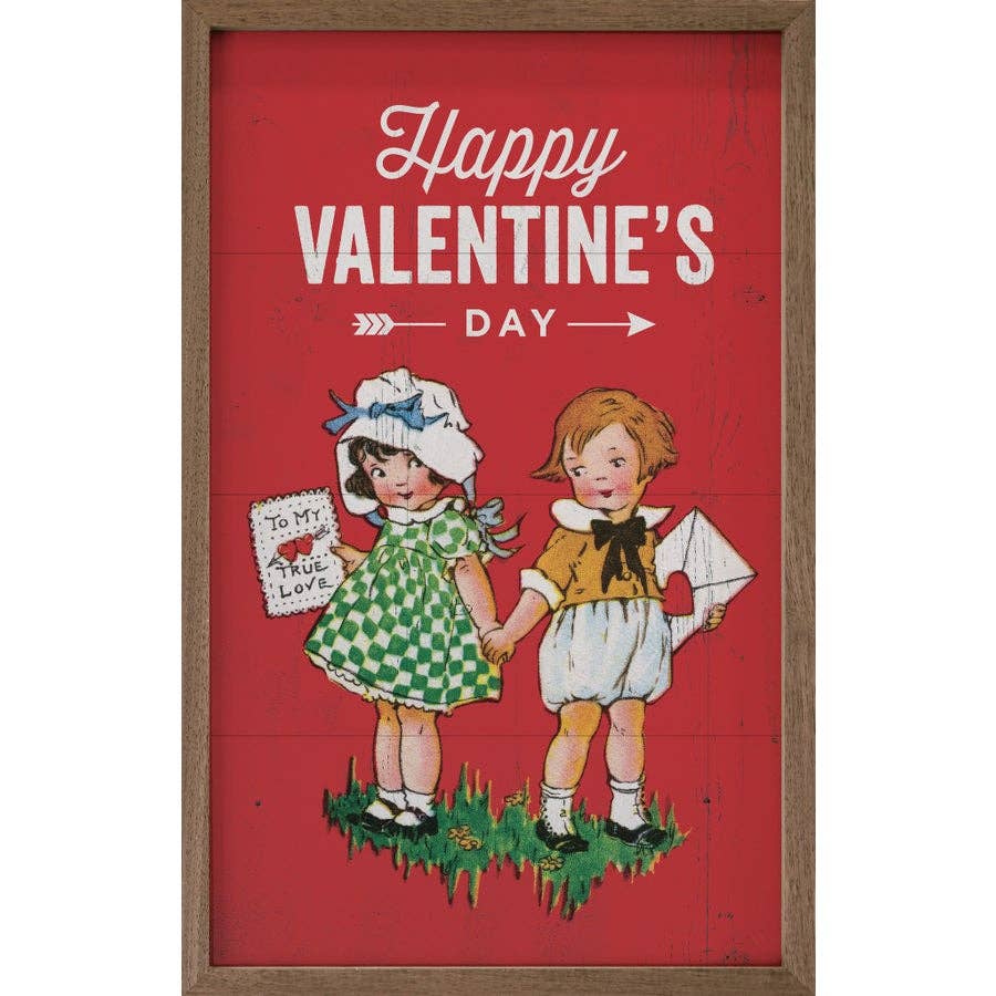 Happy Valentine's Day Vintage Sign - 5"x8"