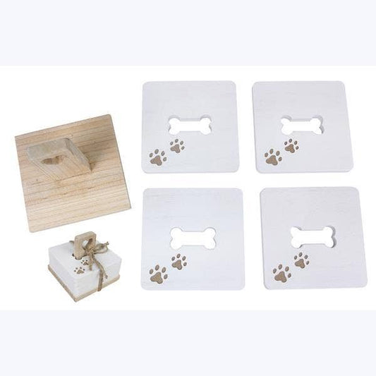 Wood Pet Shaped Coasters with Stand
