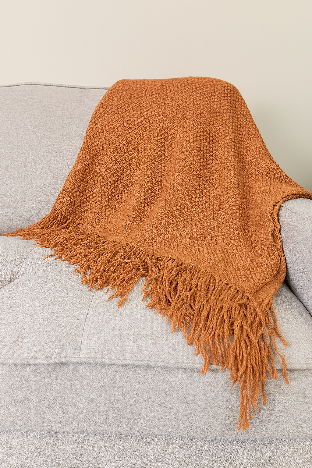 Knit Textured Throw Blanket with Fringe - 50"x60"