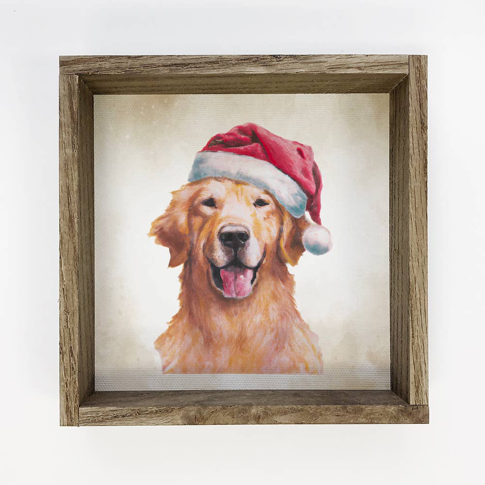 Golden Retriever Santa Sign - 6"x6"