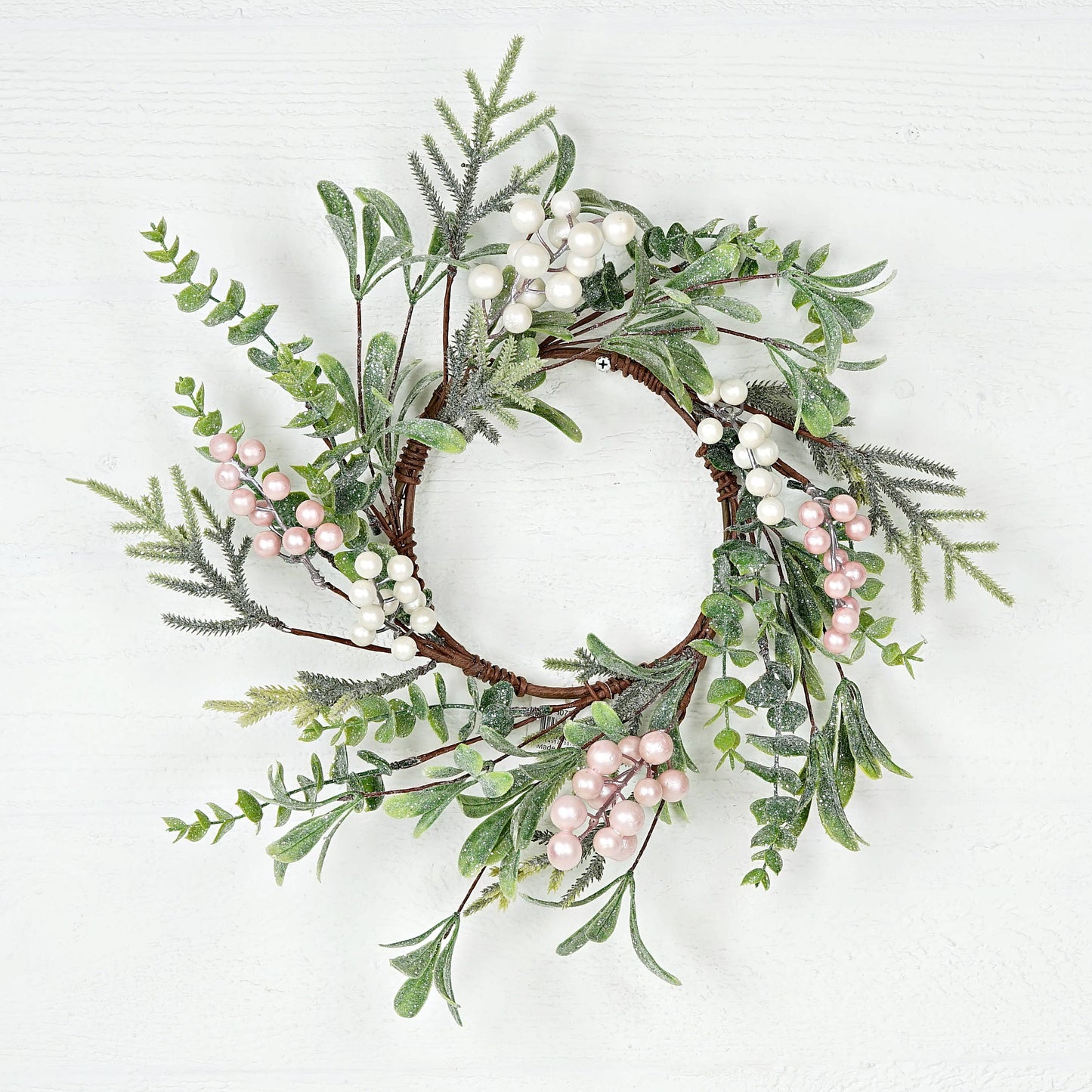 Sparkly Pink and White Berries Wreath - 16"