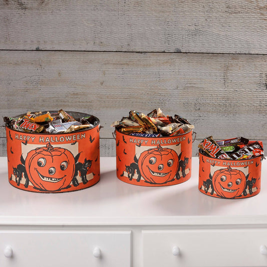 Vintage Happy Halloween Buckets - 3 Sizes