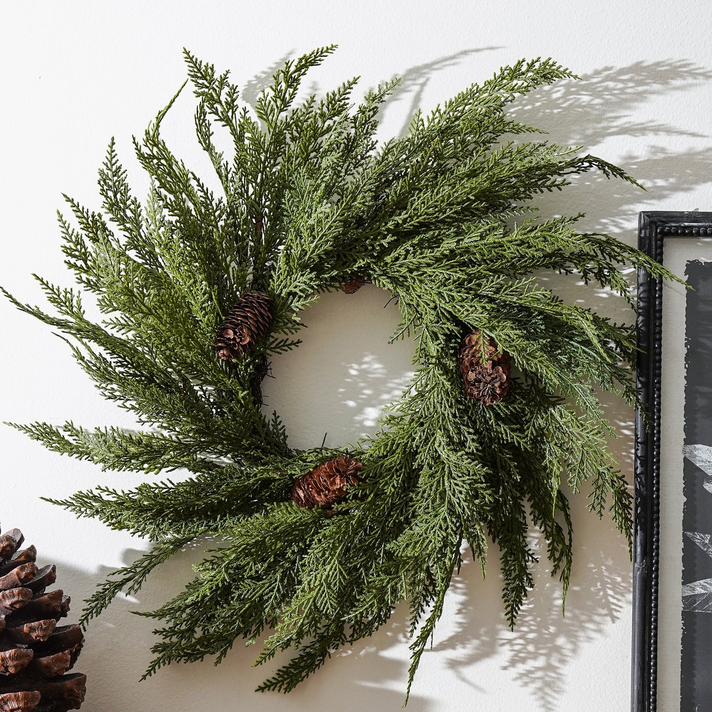 Real Touch Cedar and Pinecone Wreath - 25"