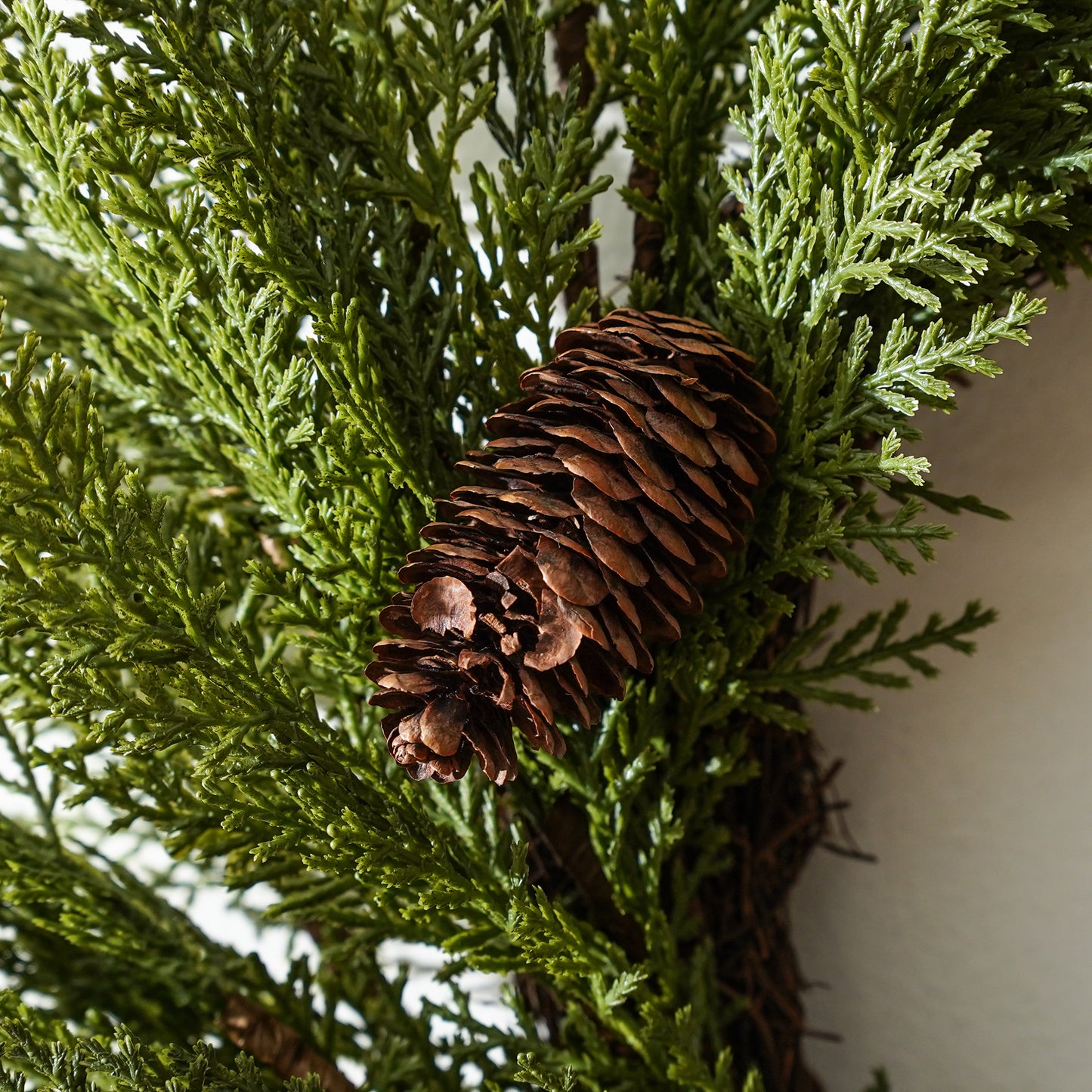 Real Touch Cedar and Pinecone Wreath - 25"