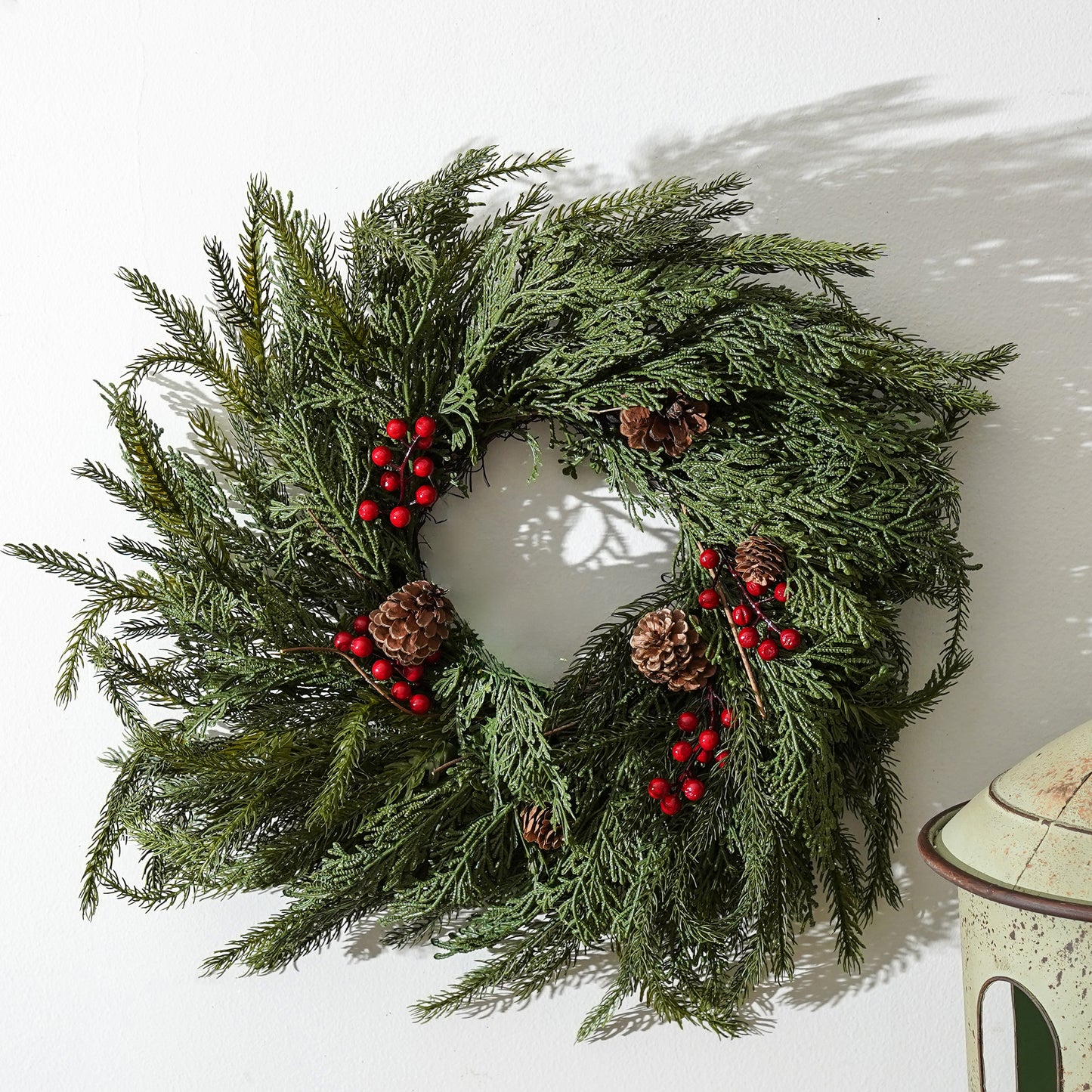 Mixed Greenery & Berry Wreath - 25"