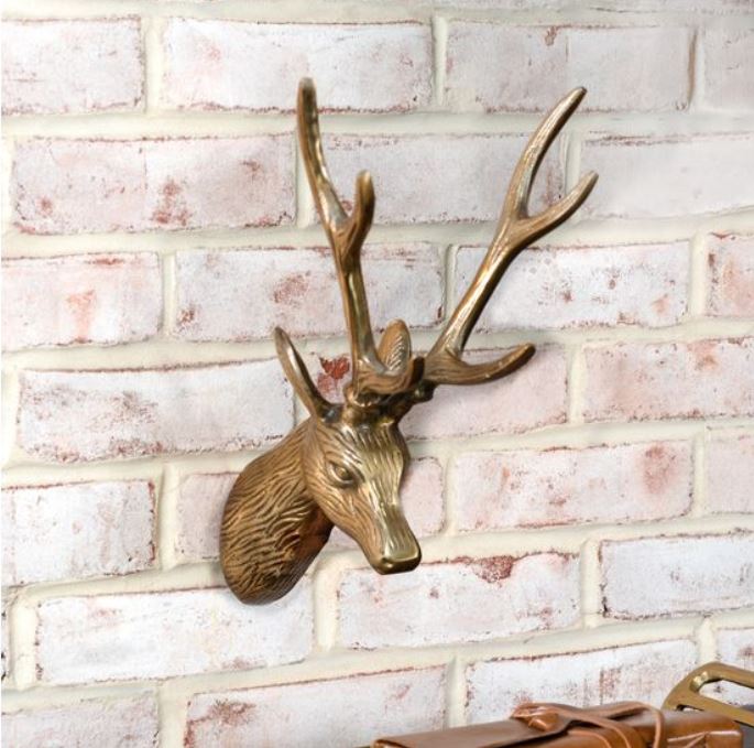 Antiqued Deer Head Wall Hanger - 15"