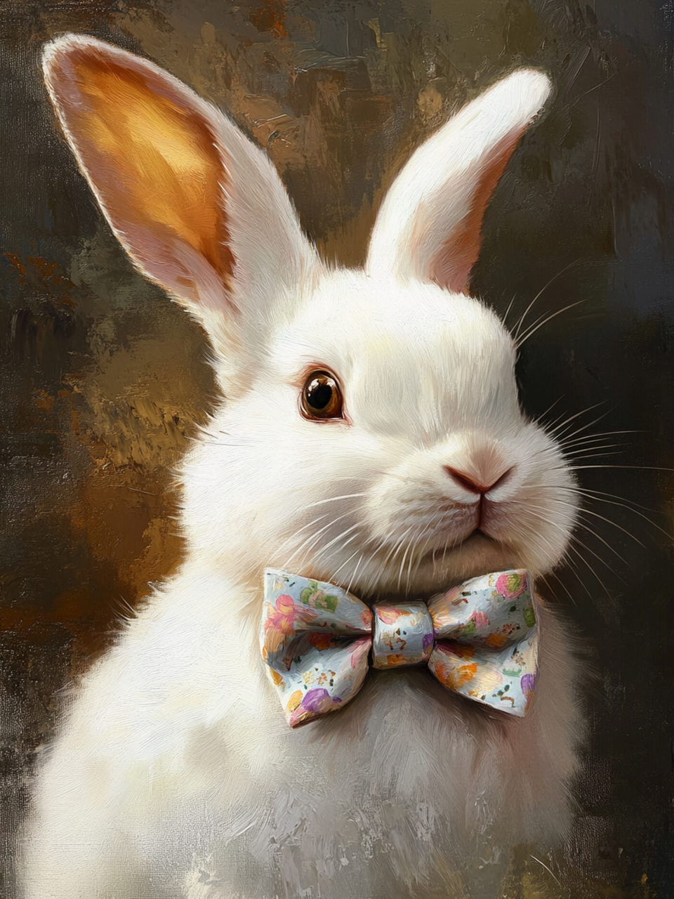 White Bunny with Bowtie Box Frame Art - 11"x17"