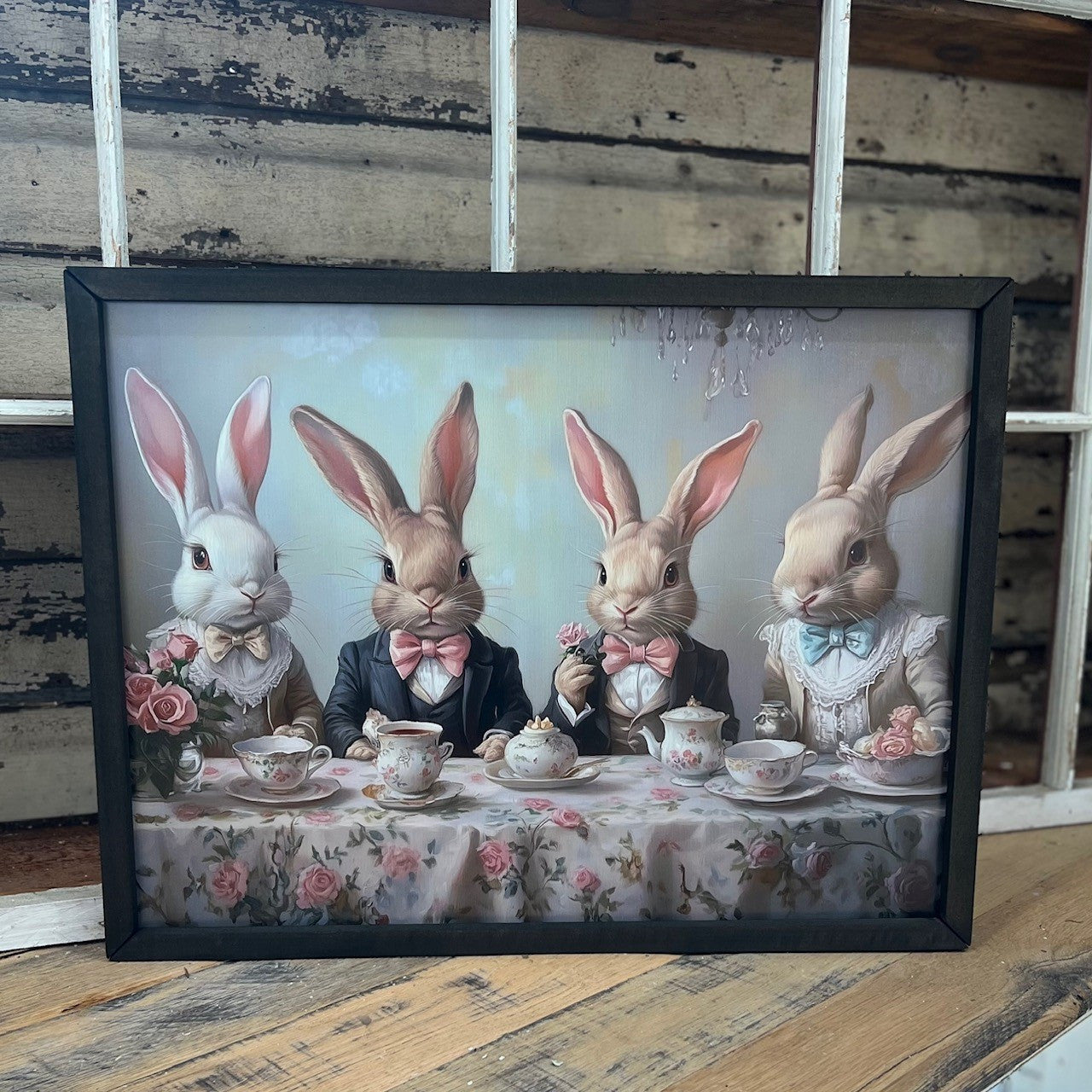 Easter Bunny Tea Box Frame Art - 18"x24"