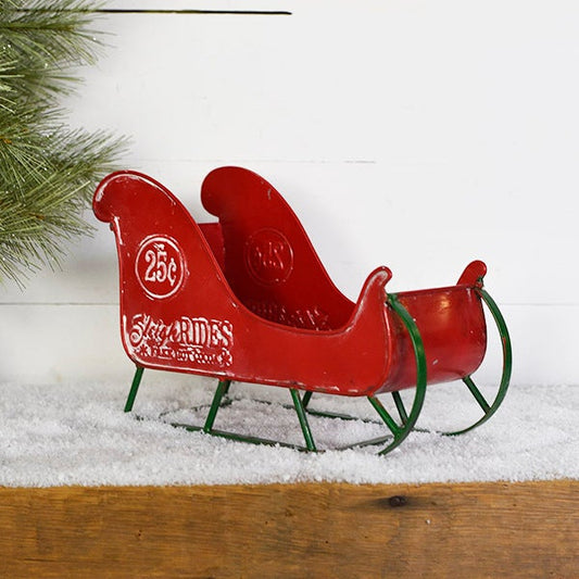 Red Tin Sleigh - 13"