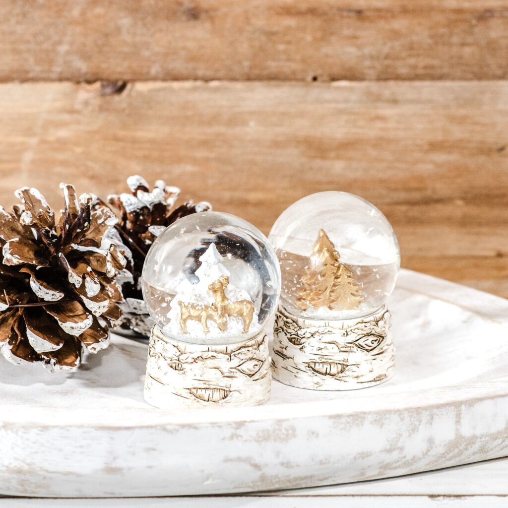 Tiny Deer and Tree Snow Globes - 2.5"