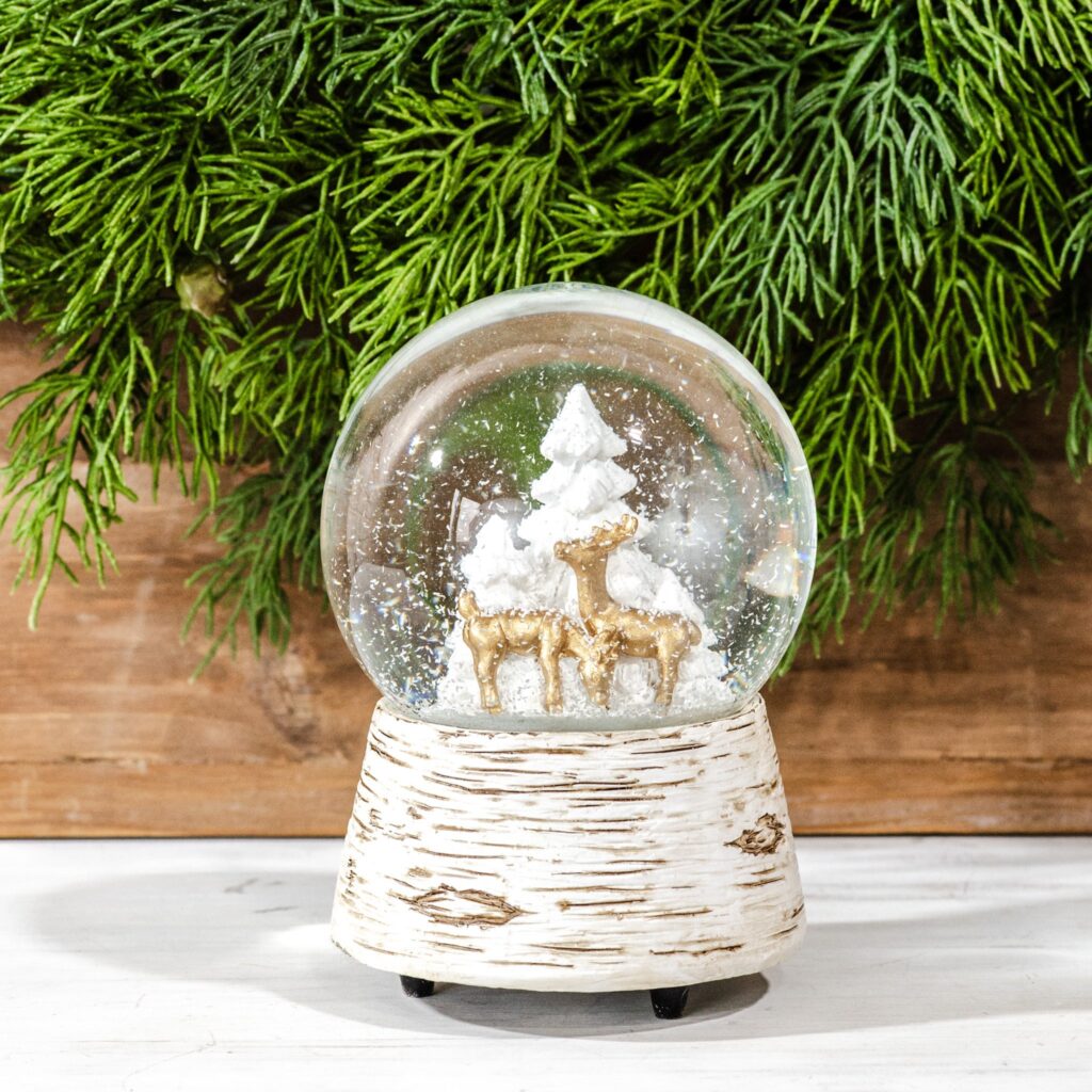 Gold Deer Musical Snow Globe - 4" x 5"