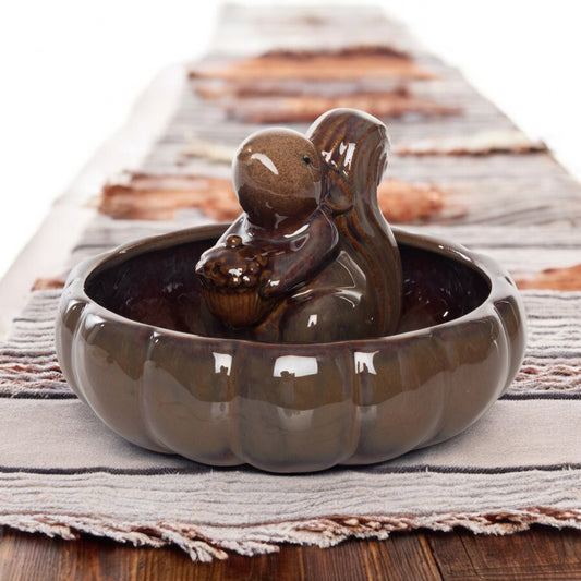Brown Squirrel in Pumpkin Bowl - 7.5”