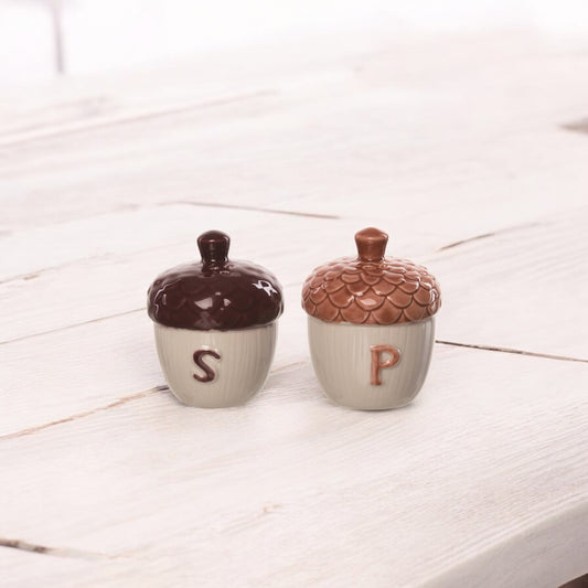 Stoneware Acorn Salt and Pepper Shaker Set