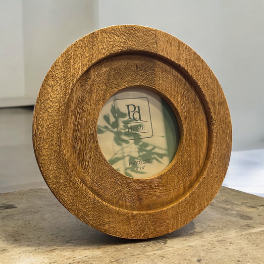 Round Natural Wood Frame - 4"x4" photo