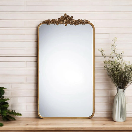 Large Gold Floral Mirror - 32" x 18"