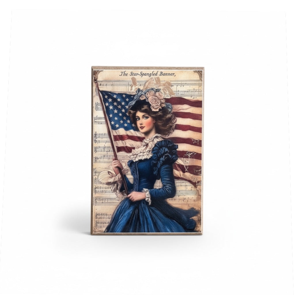 Star Spangled Banner Vintage Shelf Sitter - 4"x6"x1"