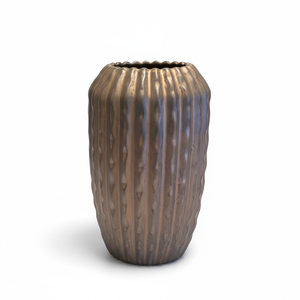 Rustic Bronze Saguaro Ribbed Vase