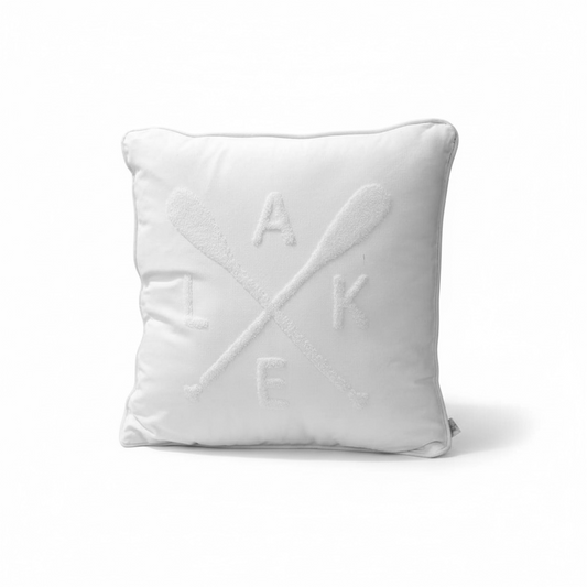 Lake Embroidered Pillow - White - 16"x16"