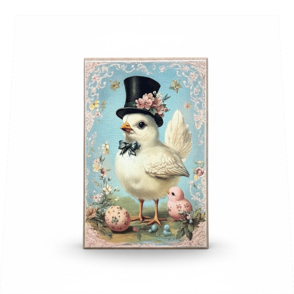 Vintage Easter Chick Block - 4"x6"