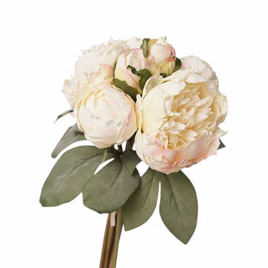Cream Peony Floral Bouquet - 12"