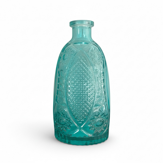 Ornate Glass Bottle Vase - 8.5"