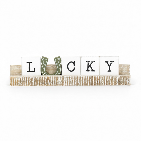 Wooden Scrabble LUCKY Tray - 10”x2”