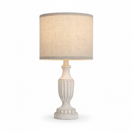 Rustic White Table Lamp - 22"