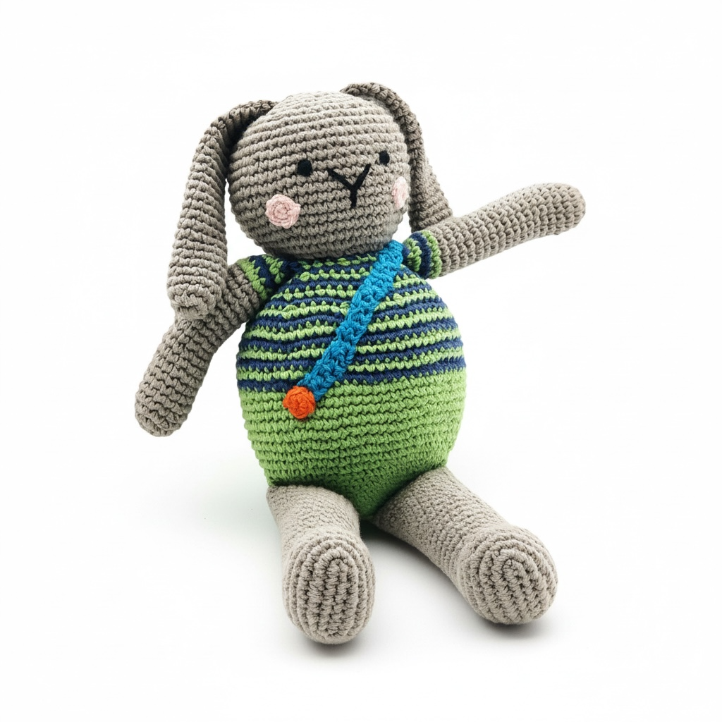 Grey Organic Cotton Bunny Plush – 9"
