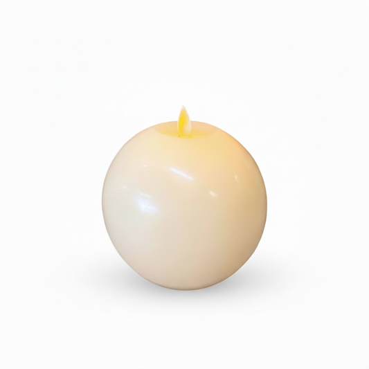 Cream Ball Moving Flame Flameless Candle with Timer - 4.5"