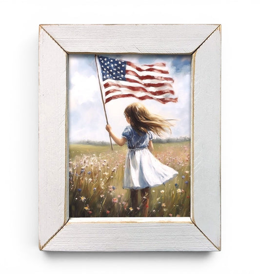 American Flag Girl - 8"x10"